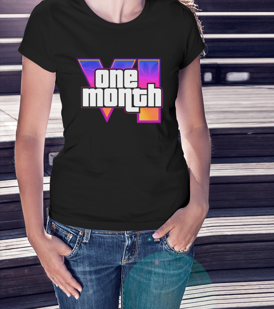 One Month VI Gaming Grand Theft Auto 6 Palms Retro Gradient T-Shirt