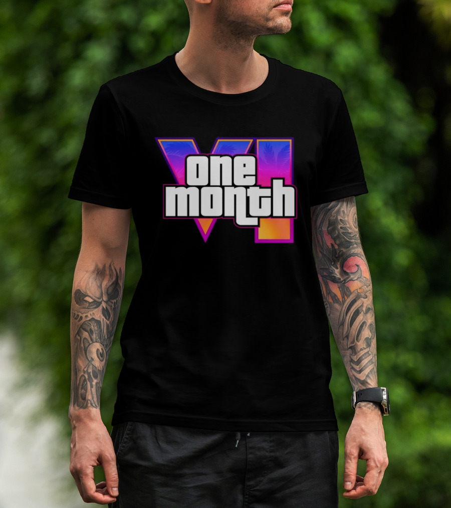 One Month VI Gaming Grand Theft Auto 6 Palms Retro Gradient T-Shirt