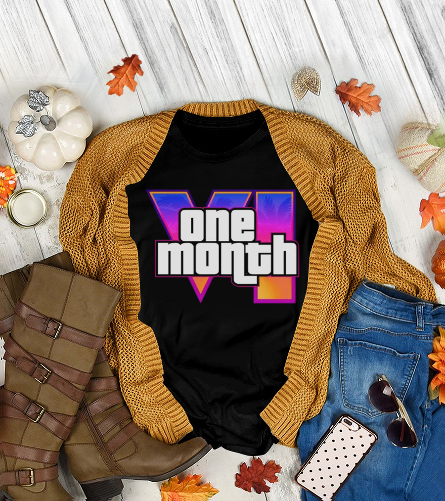 One Month VI Gaming Grand Theft Auto 6 Palms Retro Gradient T-Shirt