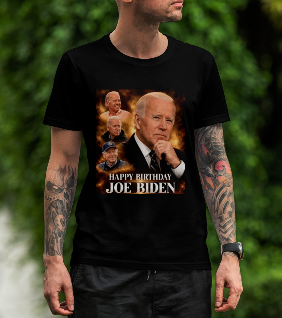 Happy Birthday Joe Biden Celebration With Presidential Portraits T-Shirt