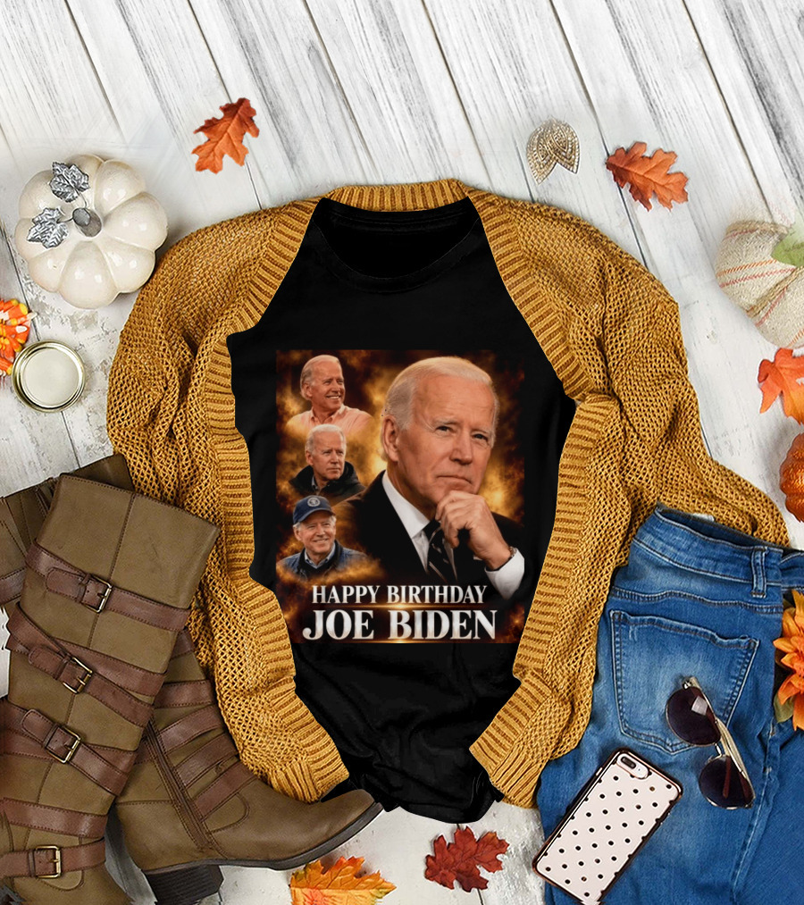 Happy Birthday Joe Biden Celebration With Presidential Portraits T-Shirt