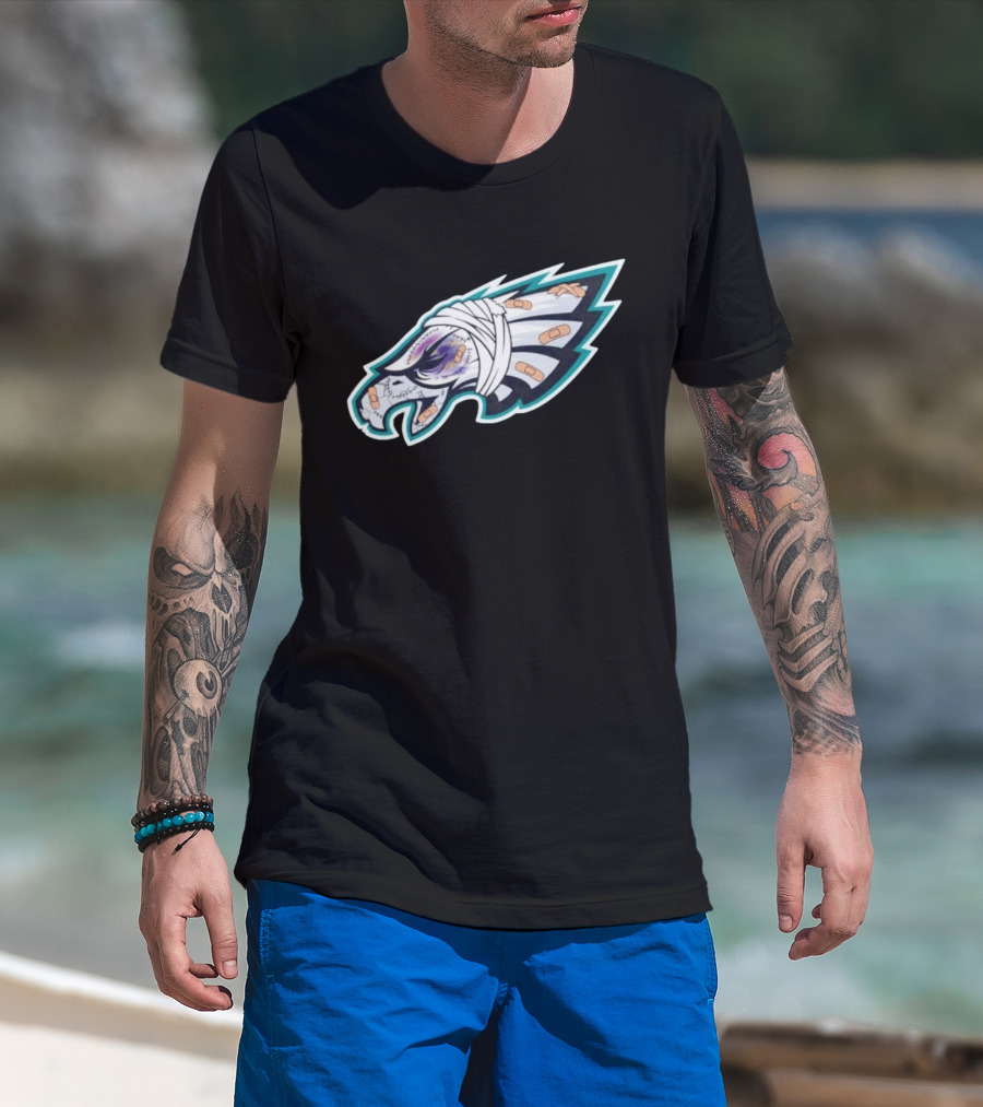 Philadelphia Eagles Injured Bandaged Logo Sports Humor T-Shirt
