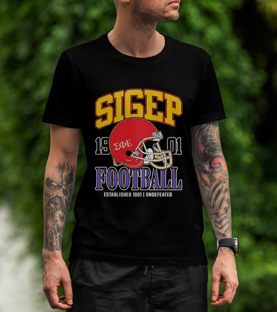 SigEp Football 1901 Red Helmet Undefeated Established 1901 T-Shirt