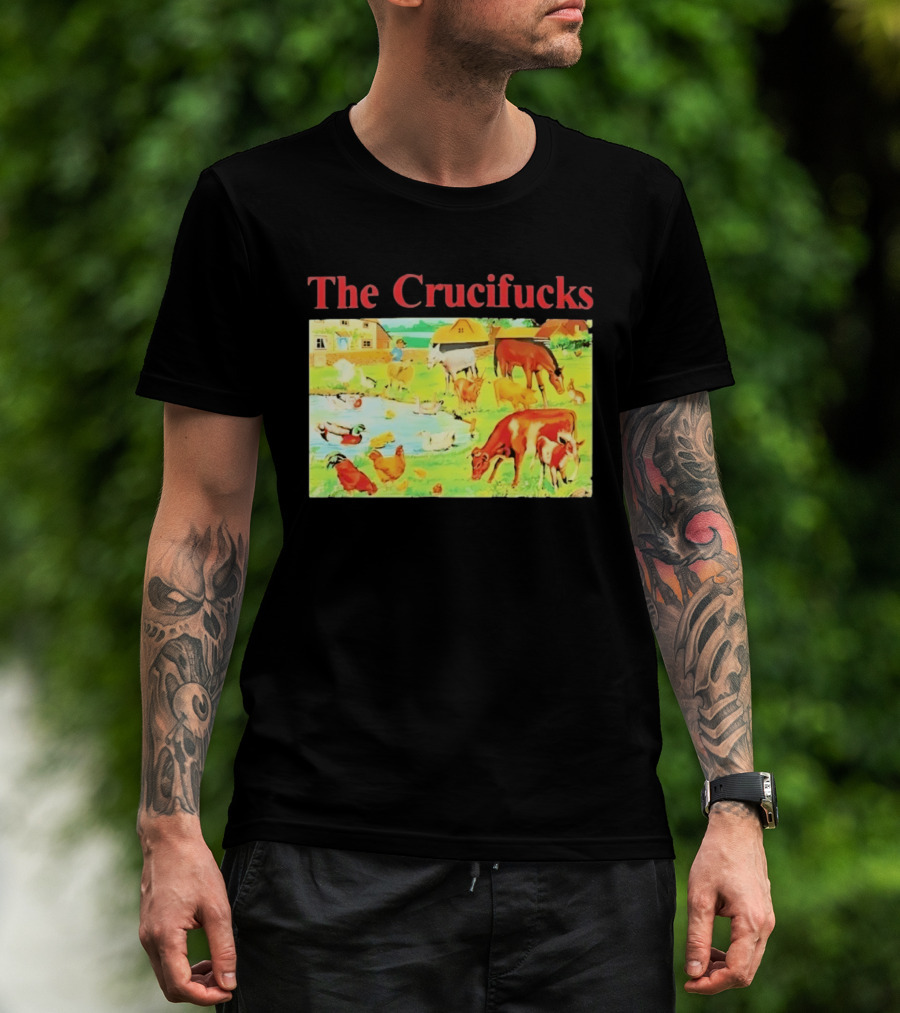 The Crucifucks Farm Animals Punk Rock Band Pastoral Scene T-Shirt