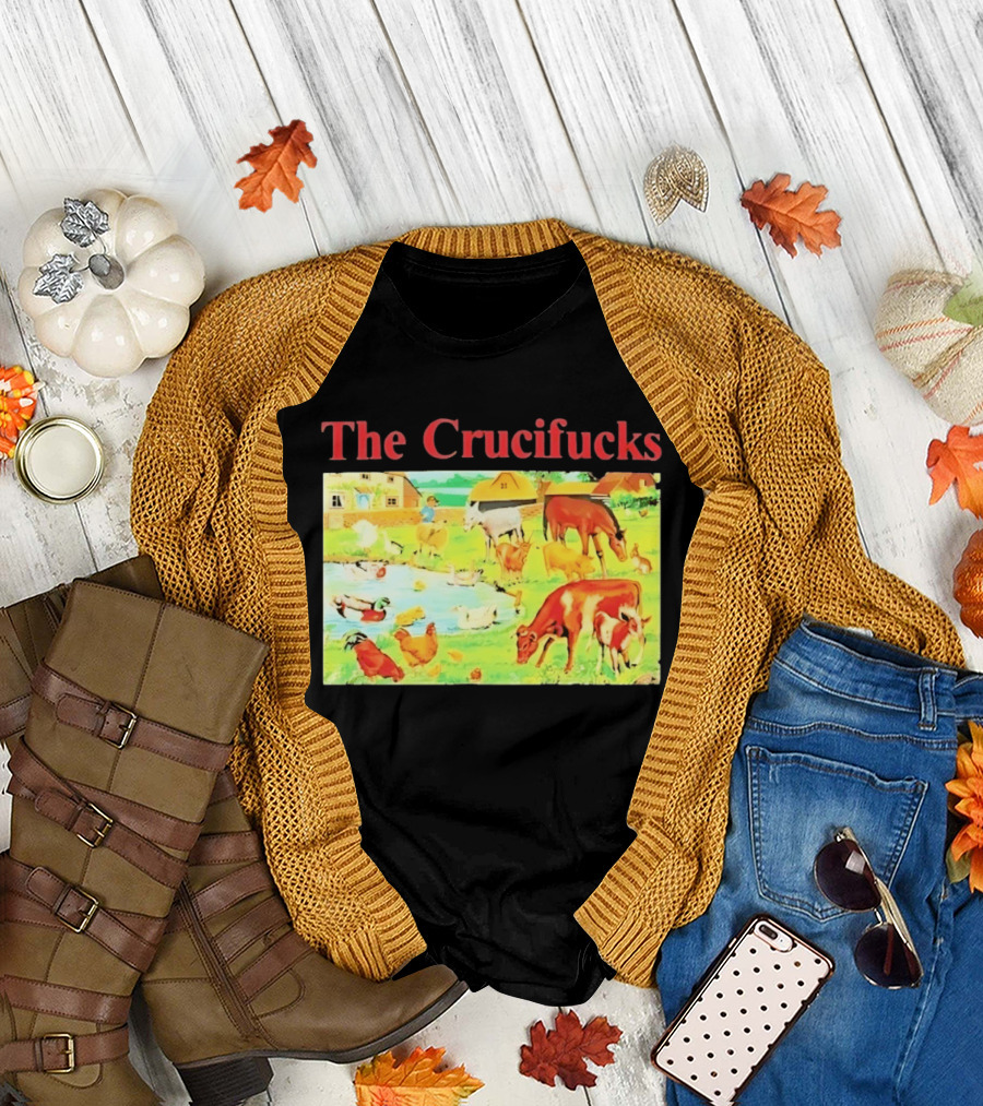 The Crucifucks Farm Animals Punk Rock Band Pastoral Scene T-Shirt