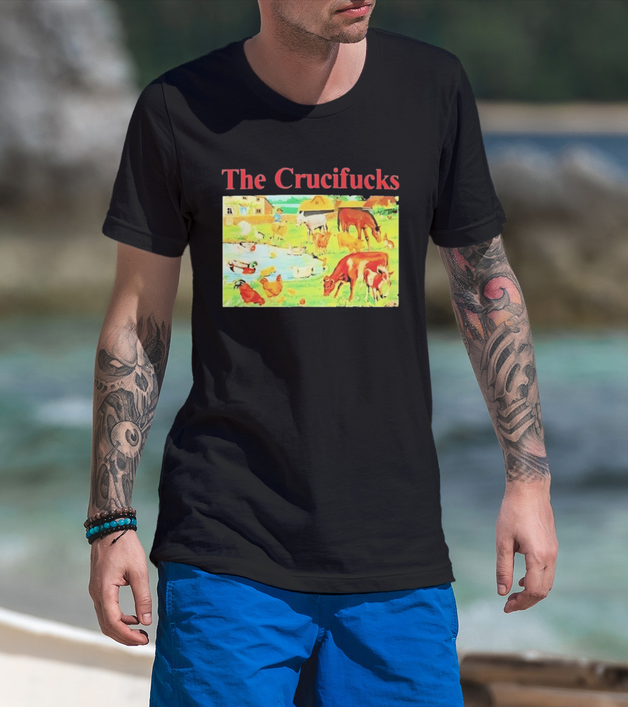 The Crucifucks Farm Animals Punk Rock Band Pastoral Scene T-Shirt