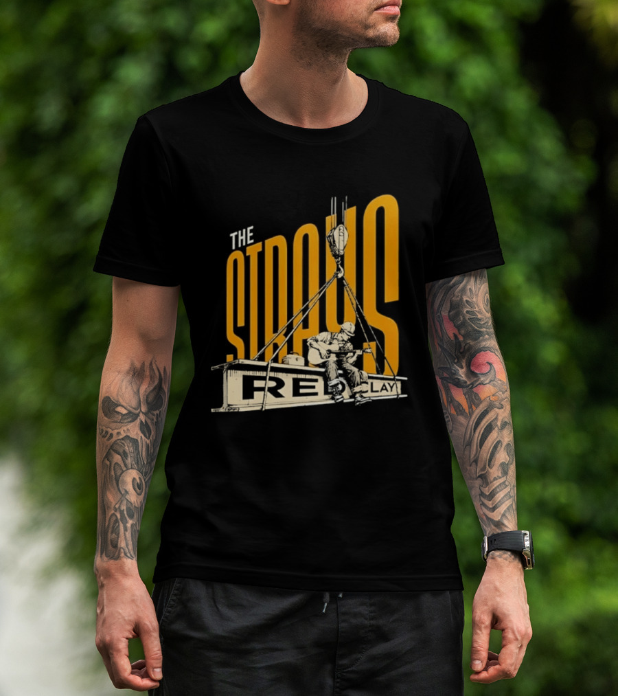 The Straus Red Clay Construction Worker Playing Guitar T-Shirt