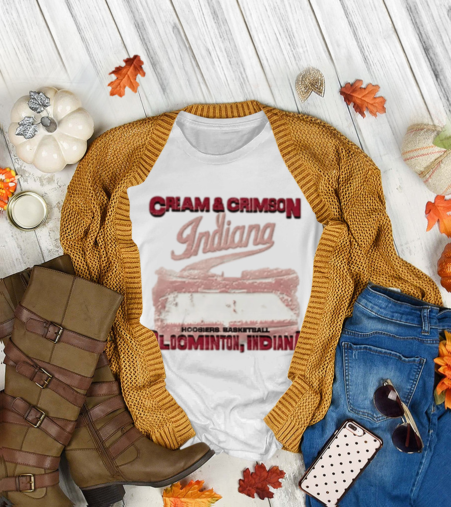 Cream & Crimson Indiana Hoosiers Basketball Bloomington Indiana T-Shirt