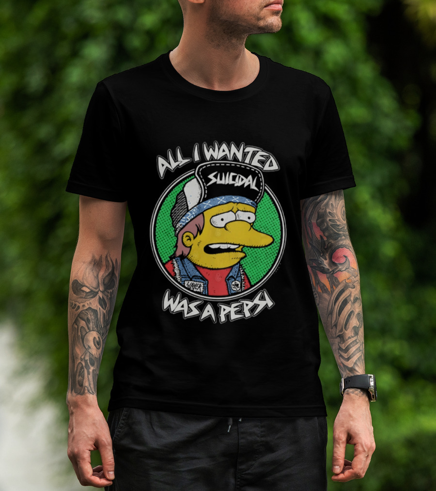 All I Wanted Was A Pepsi Suicidal Distressed Cartoon T-Shirt
