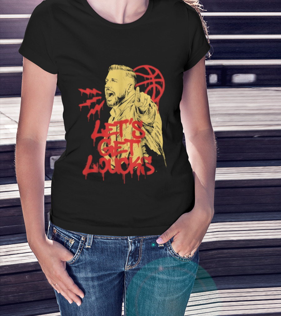 Let's Get Loucks Basketball Coach Sports Red Dripping T-Shirt