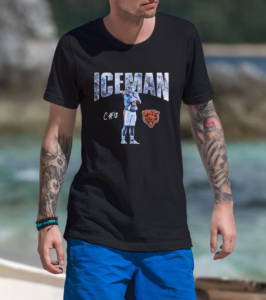 Caleb Williams Chicago Bears Iceman C Number 18 Bear T-Shirt