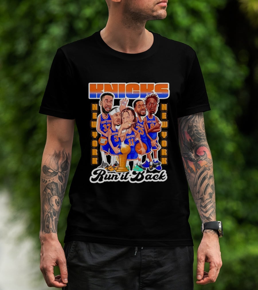 NY Knicks New York Run It Back Players 32 3 11 25 8 Bocker Back Pages T-Shirt