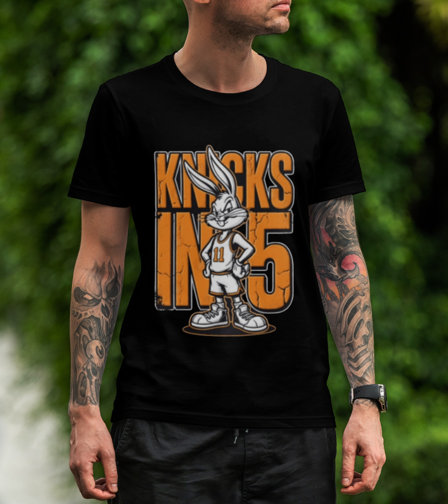 Jalen Brunson Knicks In 5 Bugs Bunny Basketball Cartoon T-Shirt