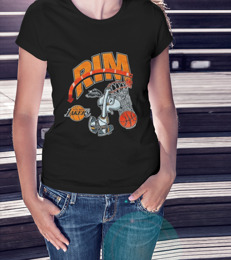 Snoopy Rim Ripper Los Angeles Lakers Basketball Orange Red T-Shirt