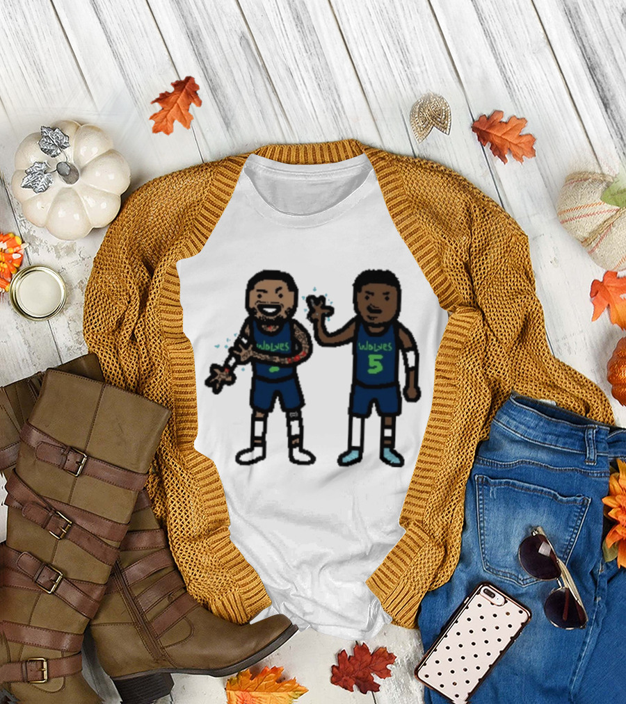 Anthony Edwards Jaden McDaniels Timberwolves 5 Pixel Players T-Shirt