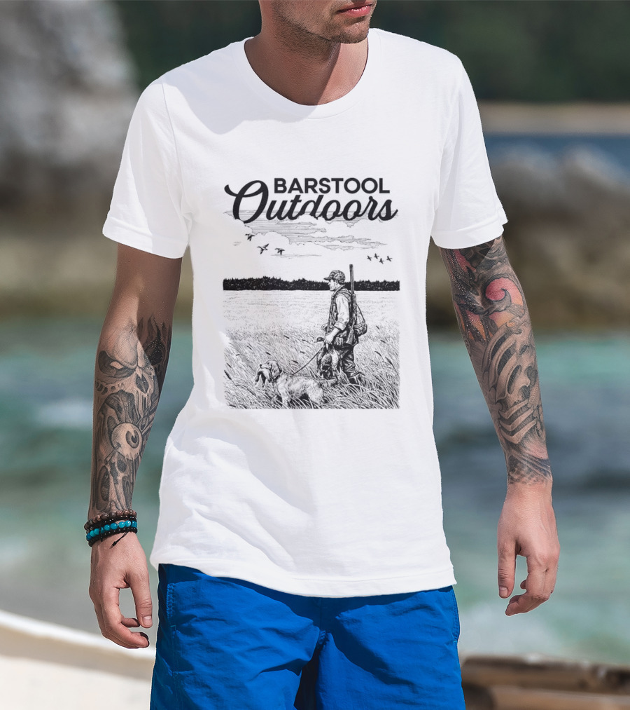 Barstool Outdoors Duck Hunt II Pocket Hunting Scenery T-Shirt