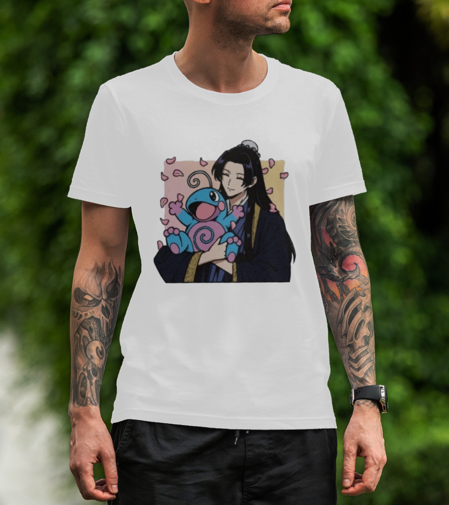 Jinshi From The Apothecary Diaries Holding Politoed Surrounded By Falling Petals T-Shirt