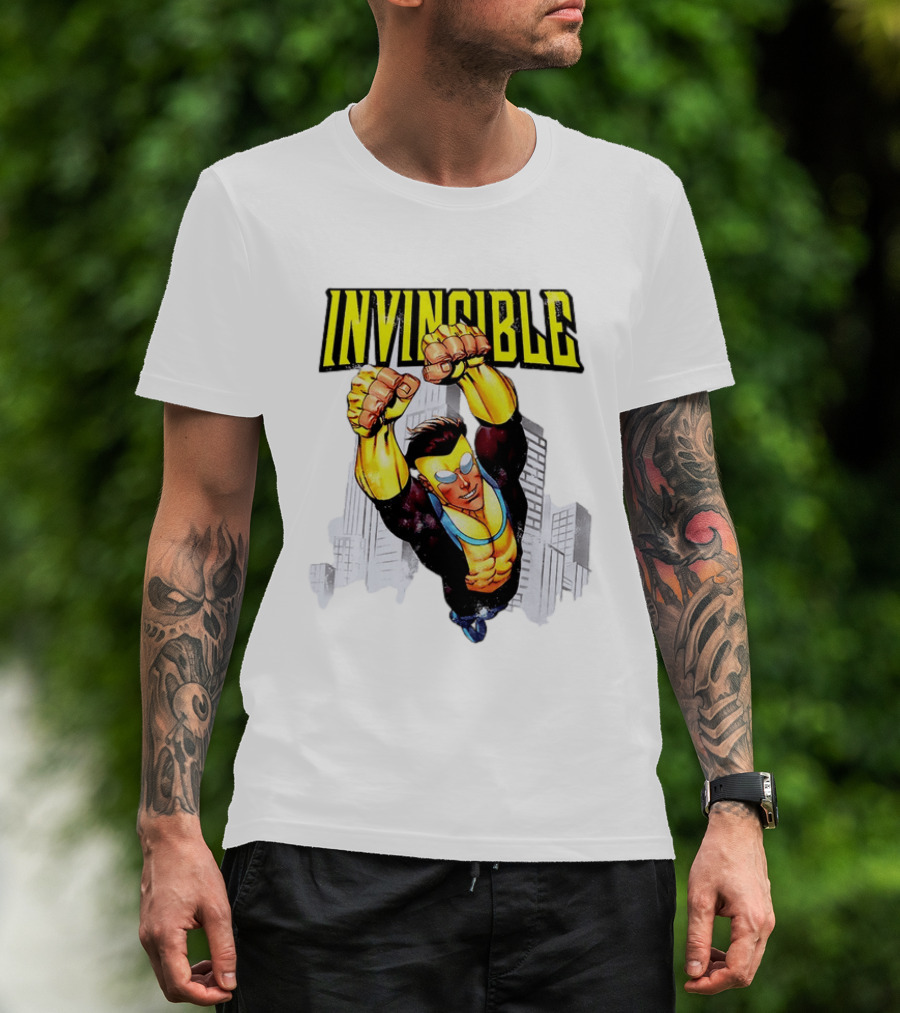 Invincible Mark Grayson Superhero Flying Action Pose T-Shirt