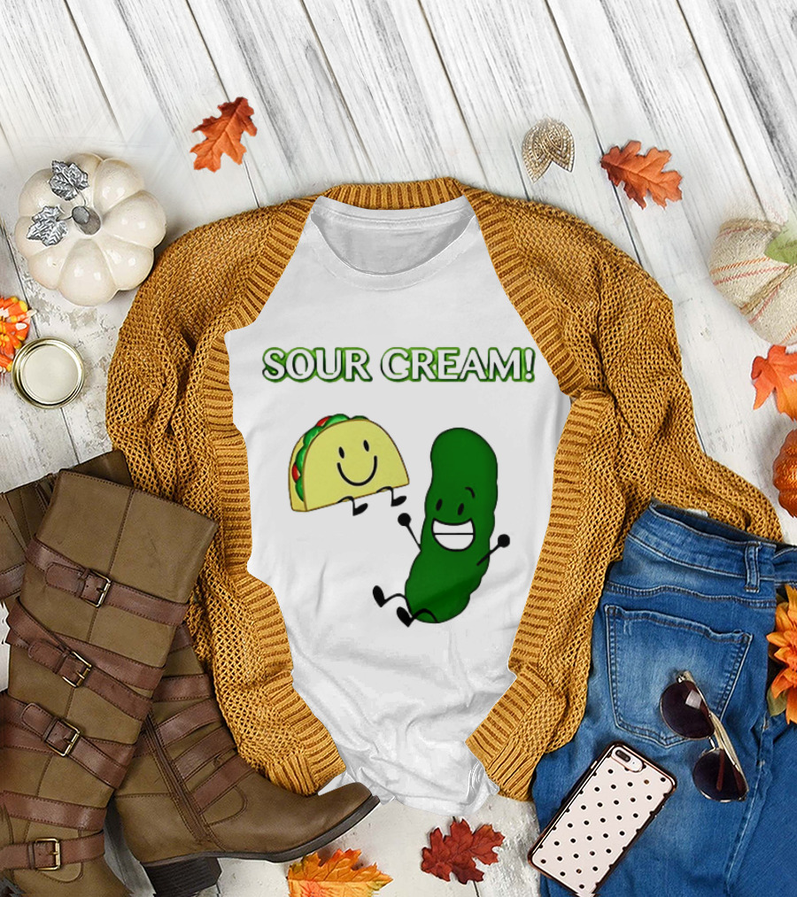 Sour Cream Pickle And Taco Happy Characters T-Shirt