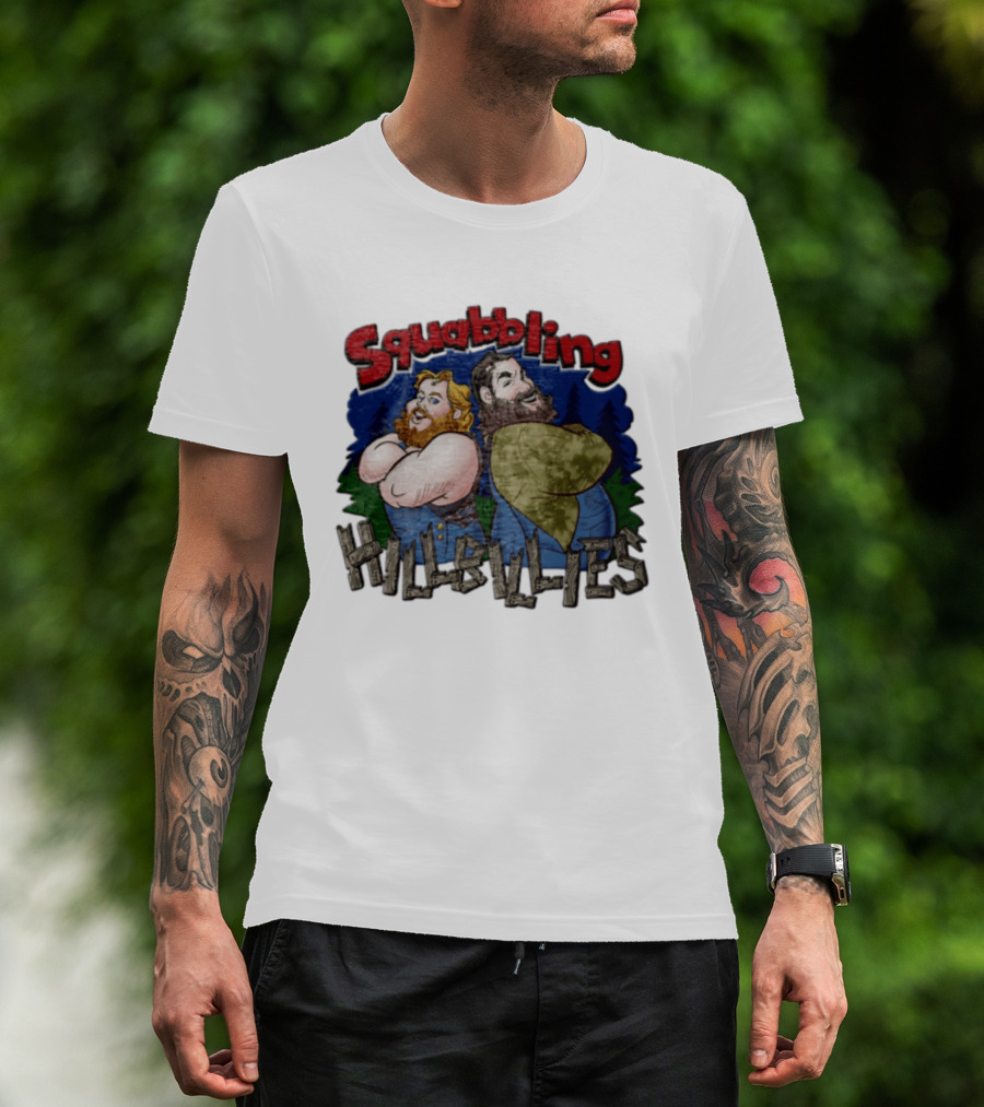 Squabbling Hillbillies Cartoon Duo In Rustic T-Shirt