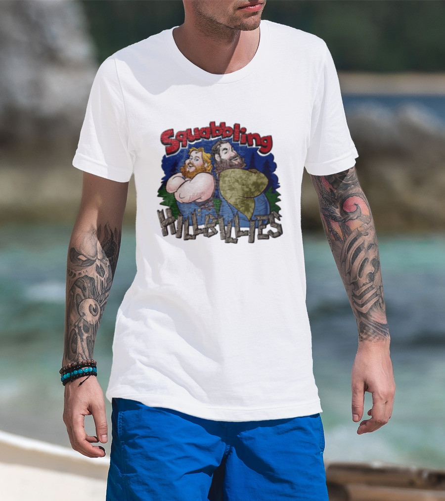 Squabbling Hillbillies Cartoon Duo In Rustic T-Shirt