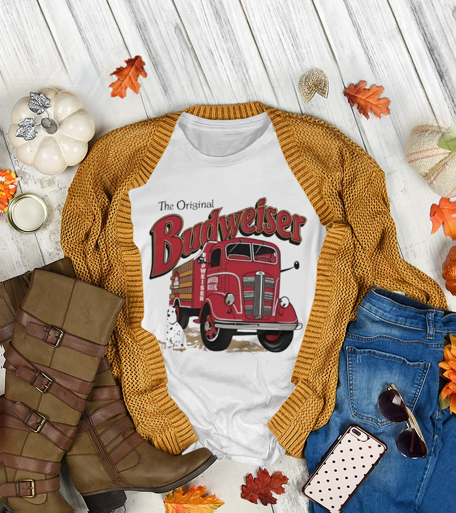 The Original Budweiser Truck With Dalmatian Iconic Beer Brand T-Shirt