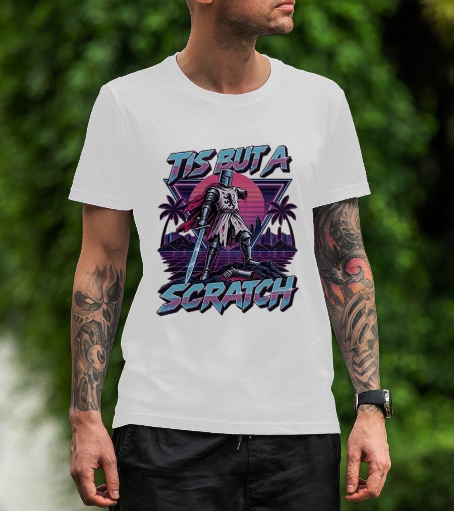 Tis But A Scratch Monty Python Knight Retro Synthwave T-Shirt