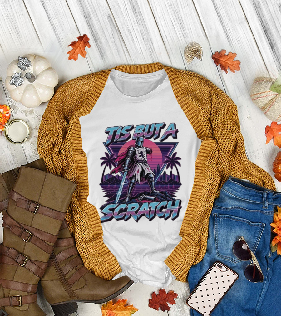 Tis But A Scratch Monty Python Knight Retro Synthwave T-Shirt