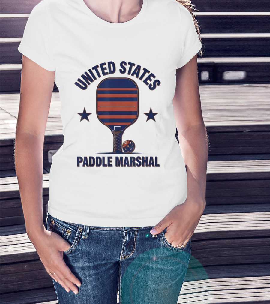 United States Paddle Marshal Pickleball Patriotic Paddle T-Shirt