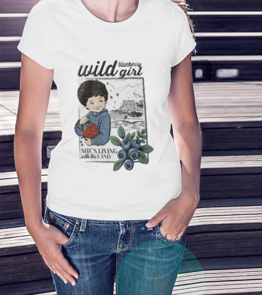 Wild Blueberry Girl She's Living With The Land Young Boy T-Shirt