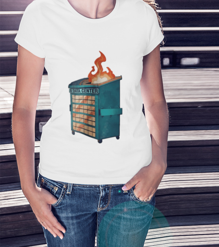 AI Data Center Dumpster On Fire Retro Internet Meme T-Shirt