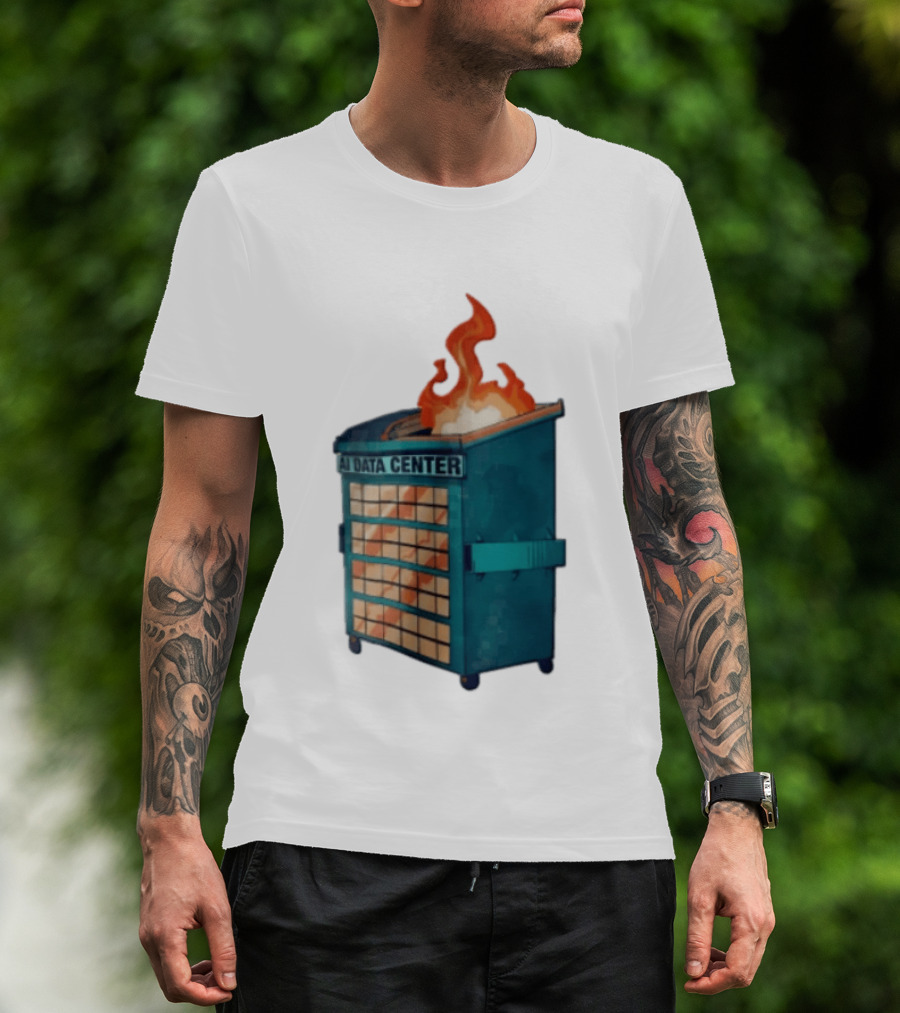 AI Data Center Dumpster On Fire Retro Internet Meme T-Shirt
