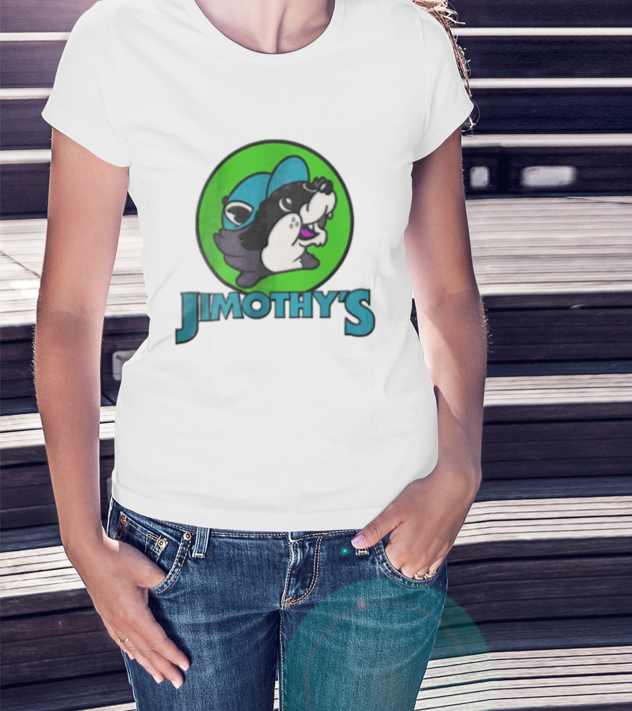 Jimothys Cartoon Beaver Wearing Blue Cap T-Shirt