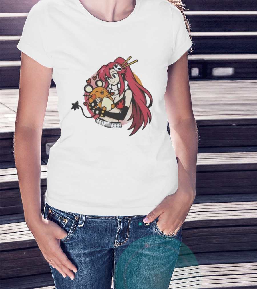 Yoko Littner With Dedenne Inspired Character Art Gurren Lagann T-Shirt