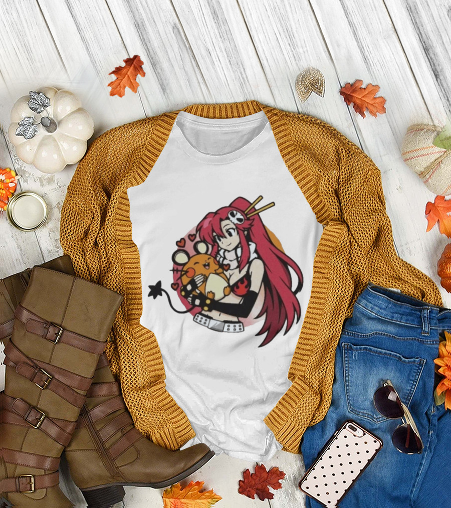 Yoko Littner With Dedenne Inspired Character Art Gurren Lagann T-Shirt