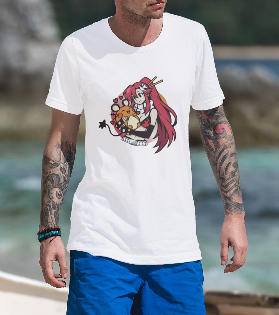Yoko Littner With Dedenne Inspired Character Art Gurren Lagann T-Shirt