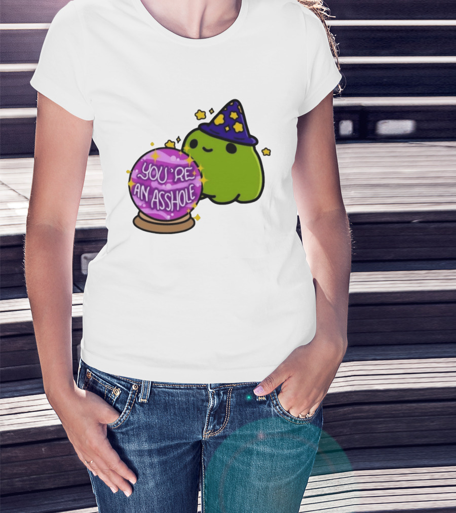 Frog Wizard Starry Hat Crystal Ball You're An Asshole T-Shirt