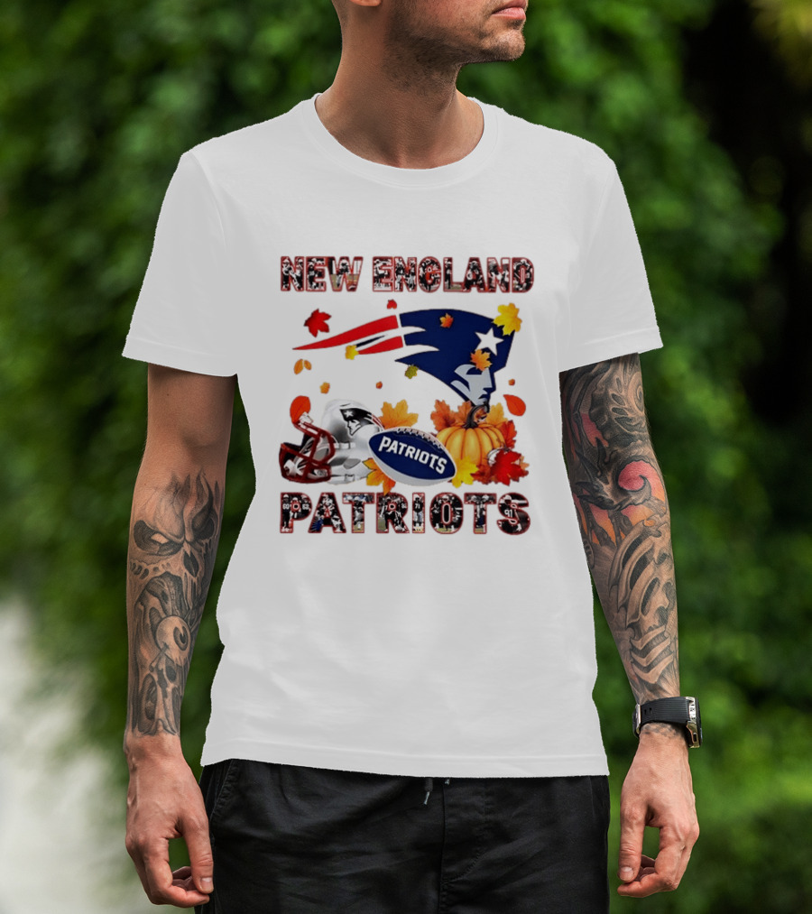 New England Patriots Autumn Leaf Football Celebration 2026 T-Shirt