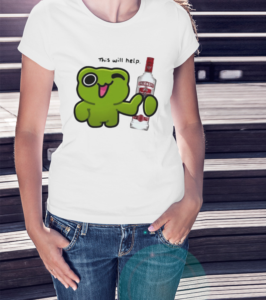 Green Frog Winking This Will Help Smirnoff Vodka T-Shirt