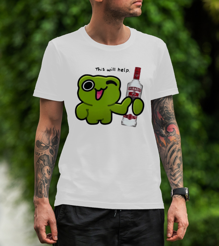 Green Frog Winking This Will Help Smirnoff Vodka T-Shirt