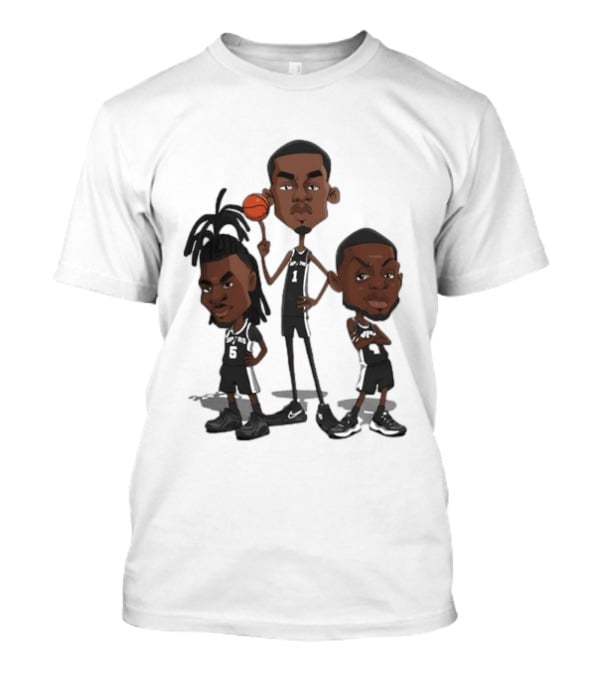 San Antonio Spurs Dejounte Murray Victor Wembanyama Caricature Basketball Players T-Shirt