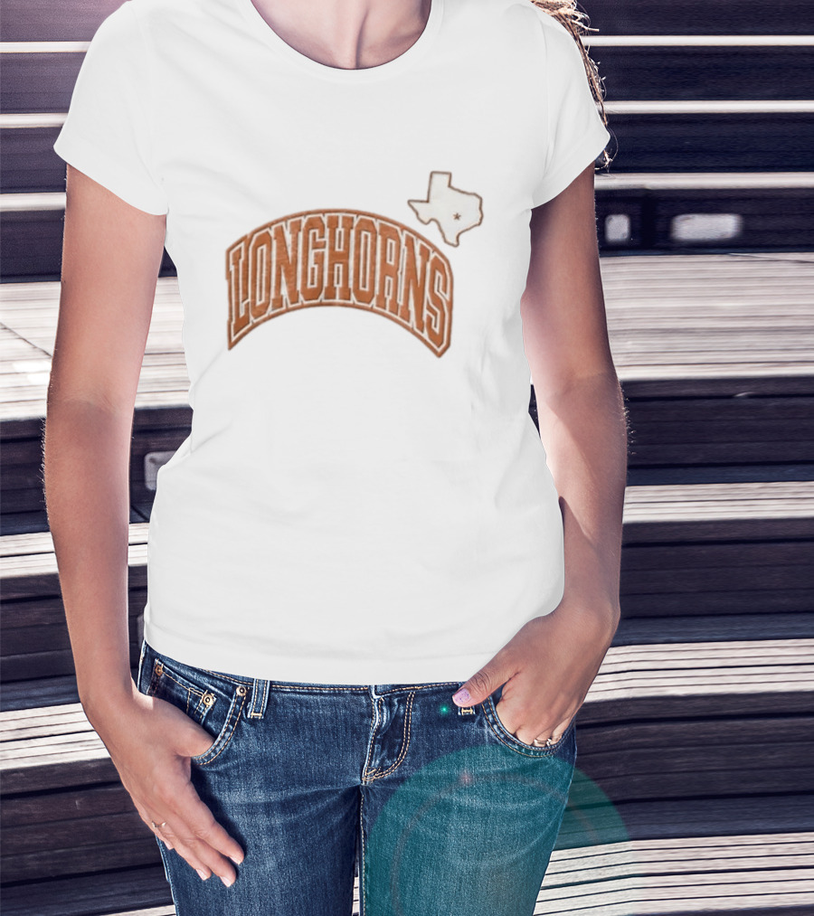 Texas Longhorns NCAA College Sports Longhorns State Map T-Shirt