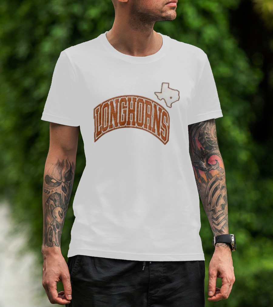 Texas Longhorns NCAA College Sports Longhorns State Map T-Shirt
