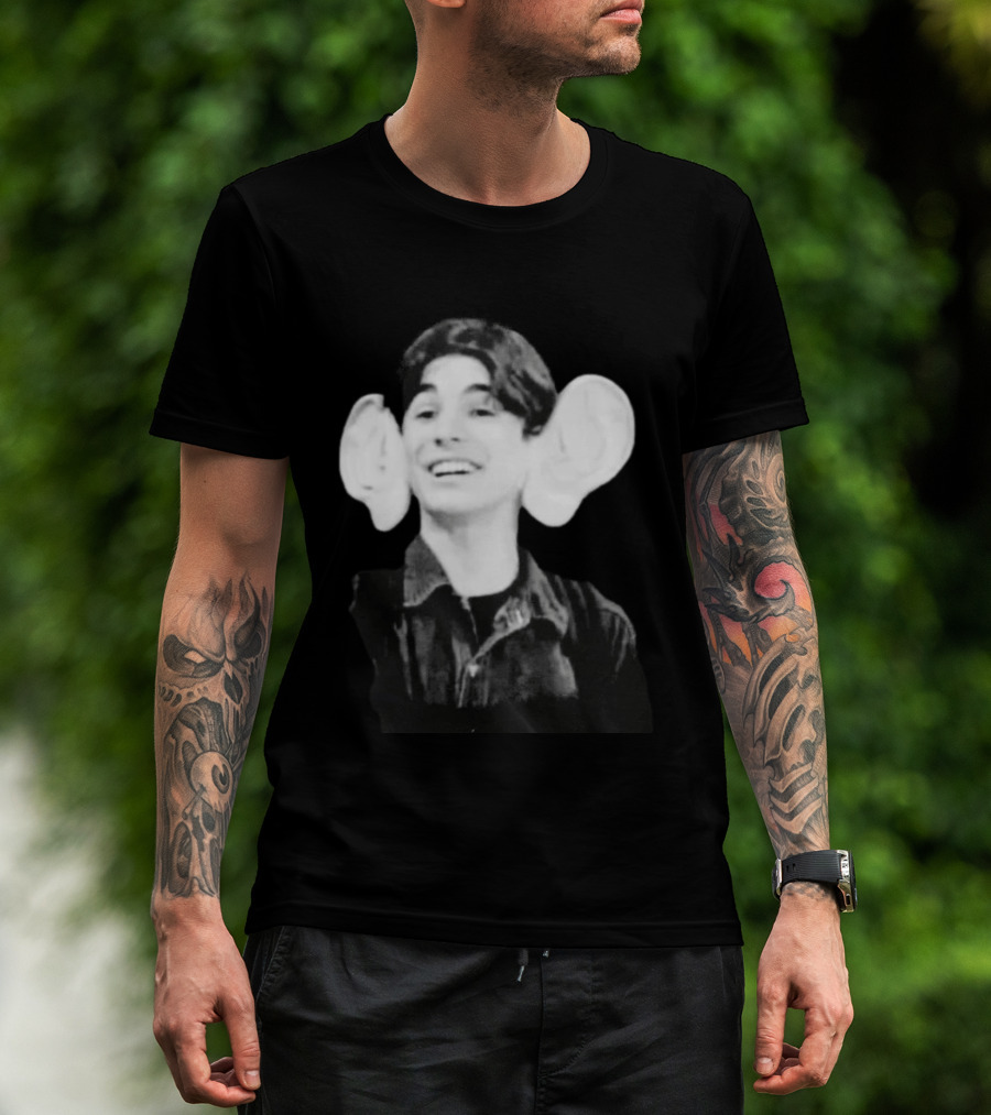 Ear Boy Halftone Surreal Black And White T-Shirt