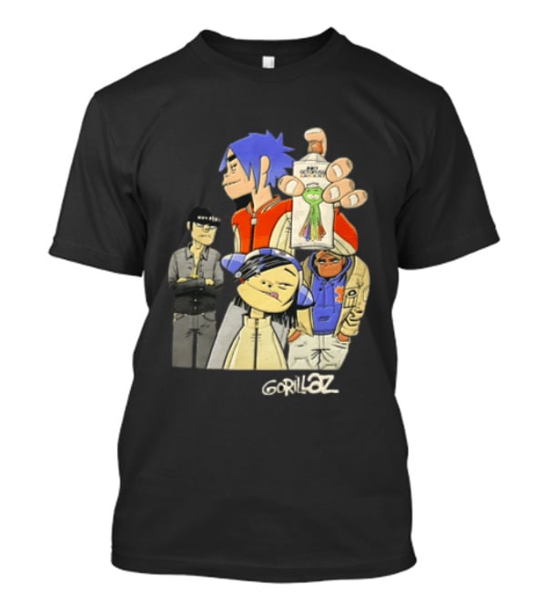 Gorillaz Band Characters With Salvation Army Flask T-Shirt