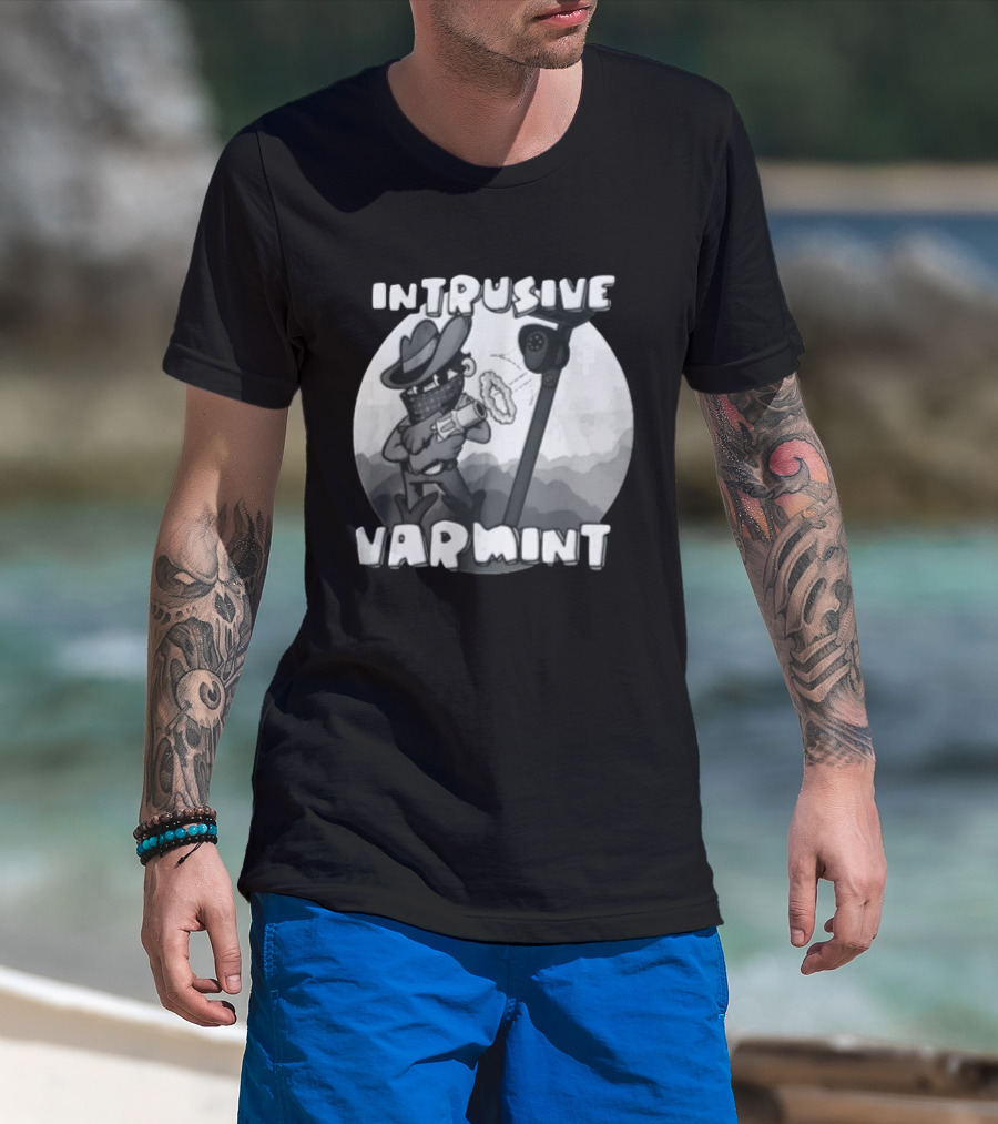 Intrusive Varmint Cowboy Bandit Shooting Security Camera T-Shirt