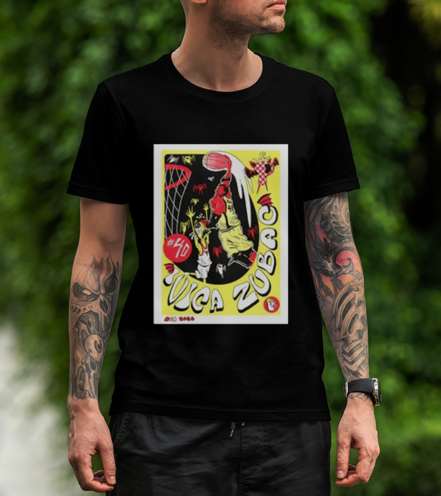 Ivica Zubac No 40 NBA 2026 Basketball Los Angeles Clippers Black Red Yellow T-Shirt