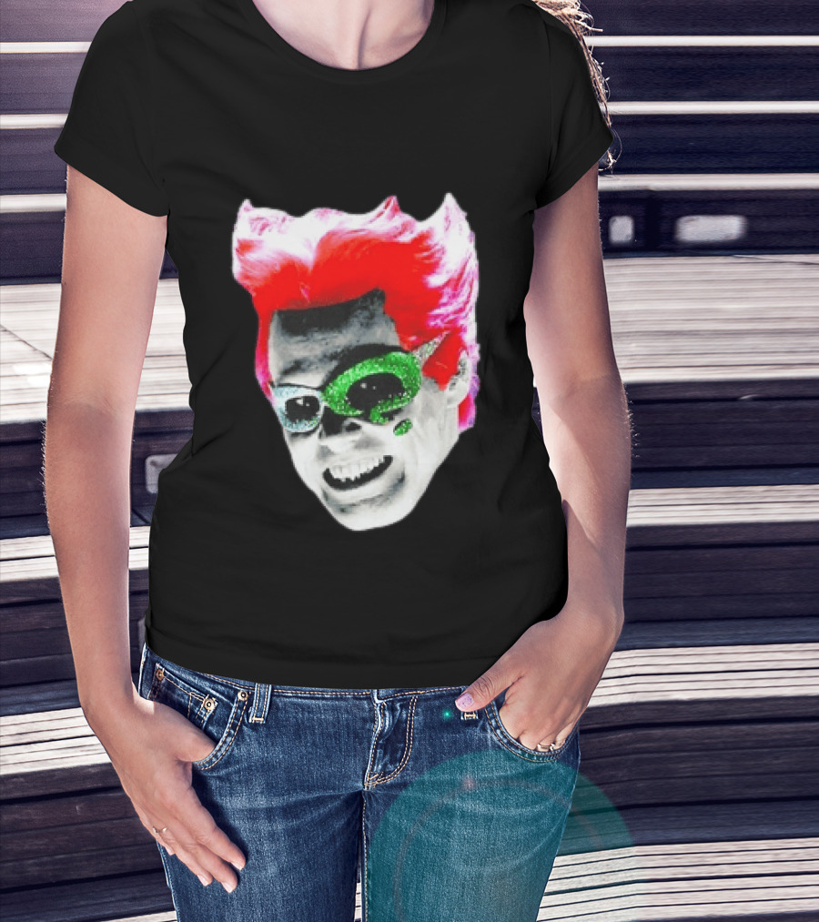 Jim Carrey The Riddler Batman Forever Green Glitter Mask Pink Hair T-Shirt