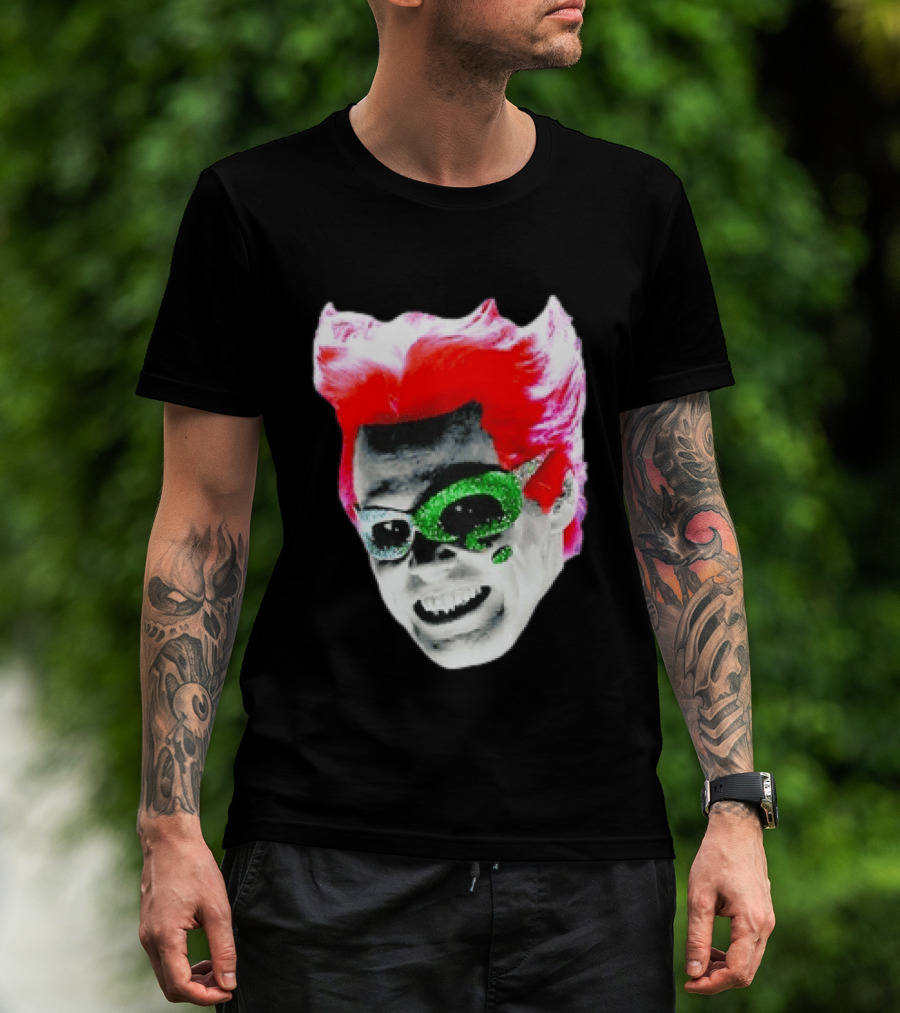 Jim Carrey The Riddler Batman Forever Green Glitter Mask Pink Hair T-Shirt