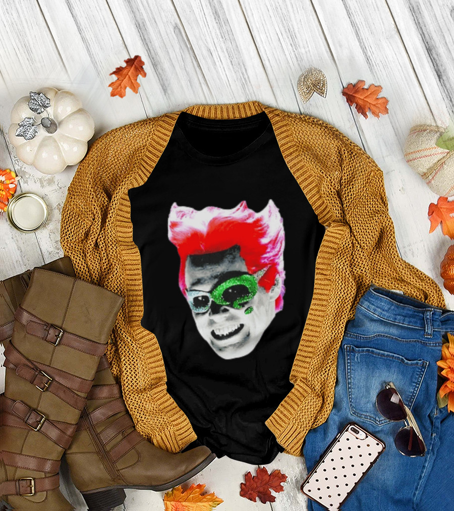 Jim Carrey The Riddler Batman Forever Green Glitter Mask Pink Hair T-Shirt